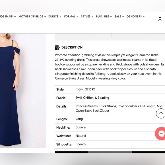 Cameron Blake Navy Evening Gown - Picture 2 of 10